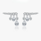 Geometric Water Drop CZ Stud Earrings – 925 Sterling Silver