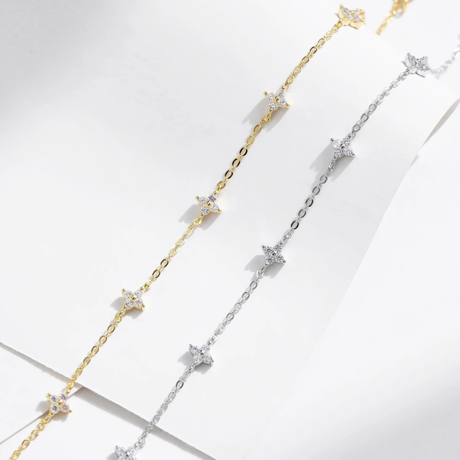 Dainty Mini Flower CZ Bracelet – 925 Sterling Silver