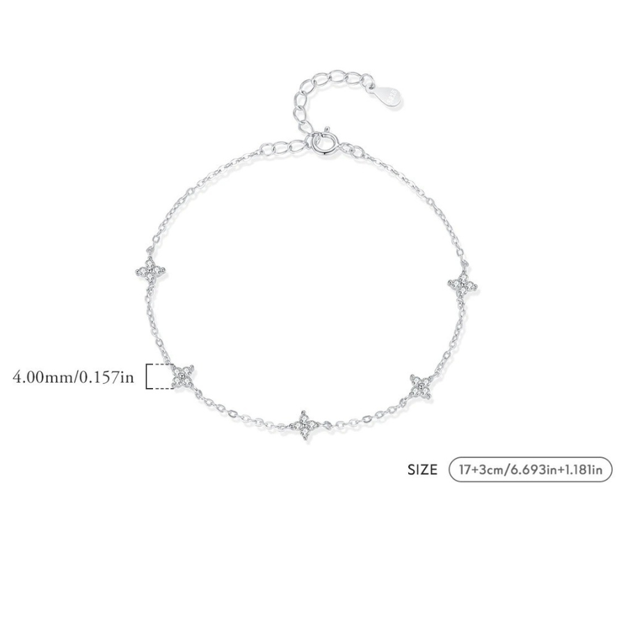 Dainty Mini Flower CZ Bracelet – 925 Sterling Silver