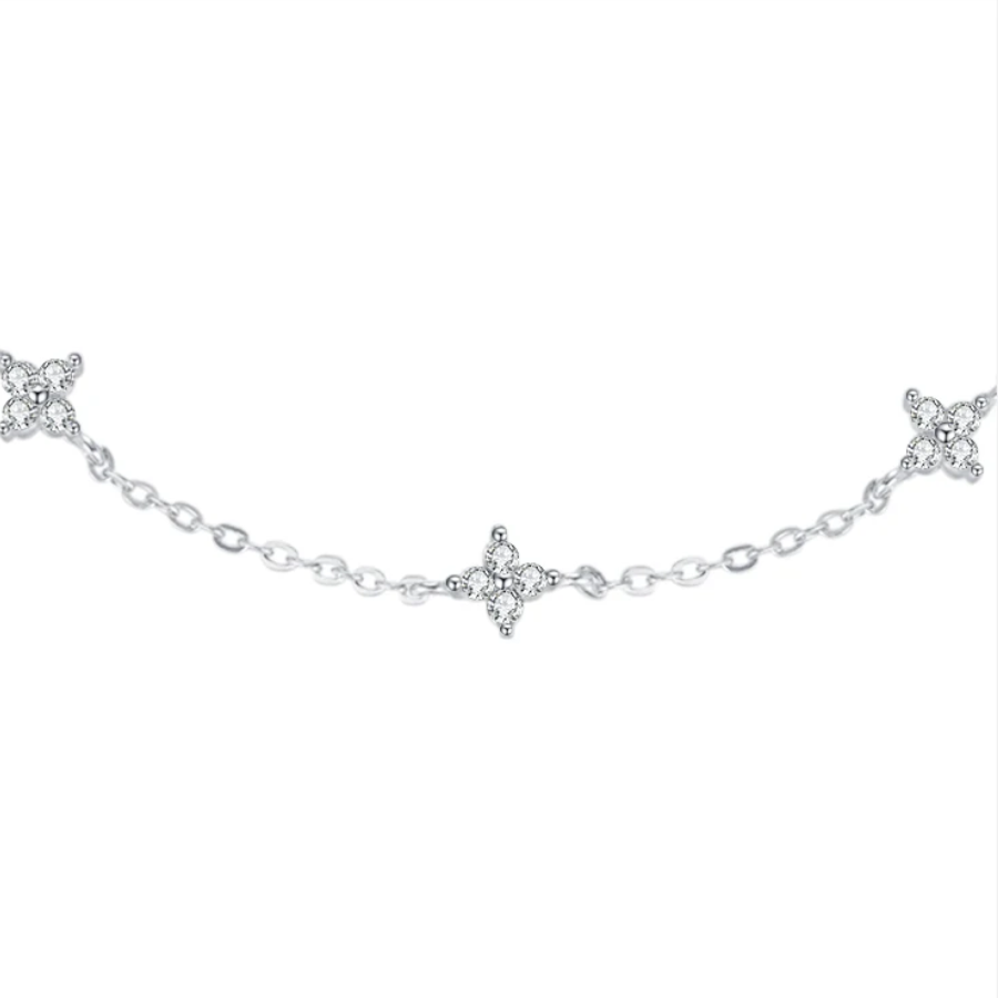 Dainty Mini Flower CZ Bracelet – 925 Sterling Silver