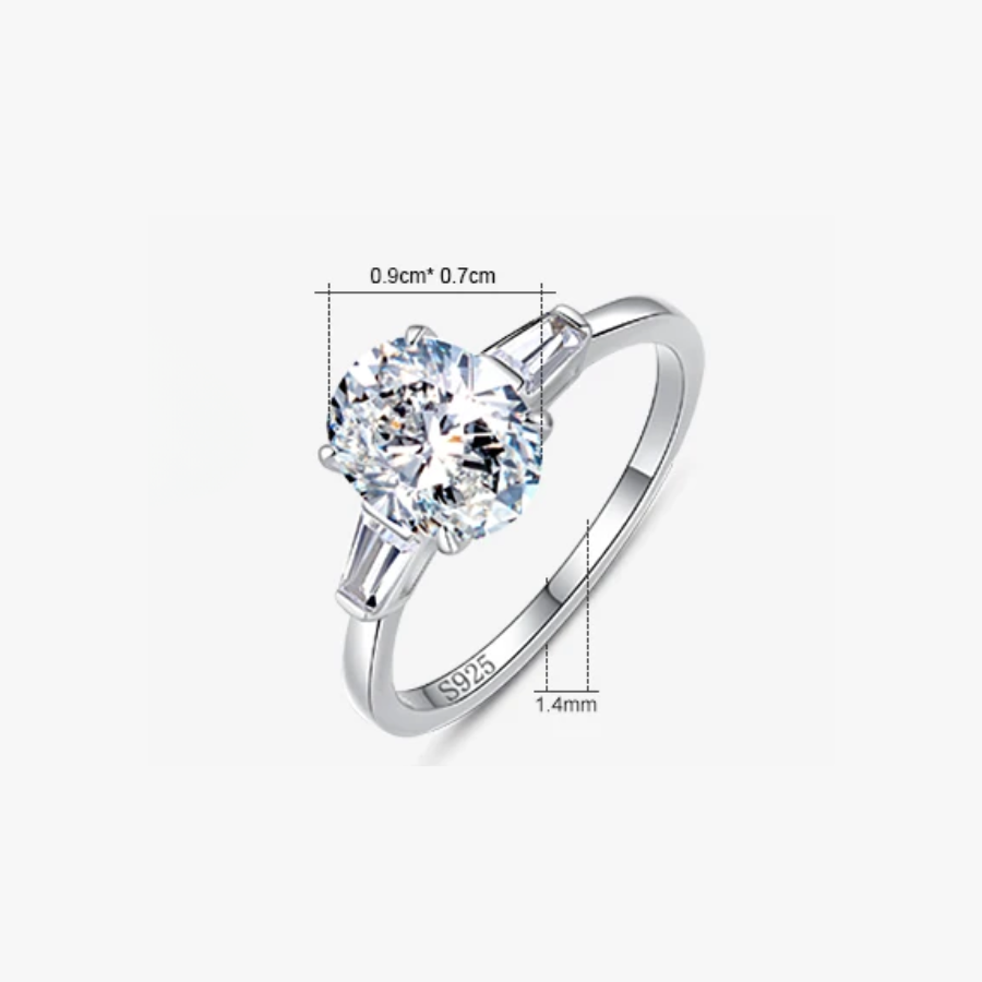 Luxury Oval Clear CZ Ring – 925 Sterling Silver