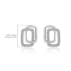 Modern Double Geometric CZ Earrings – 925 Sterling Silver