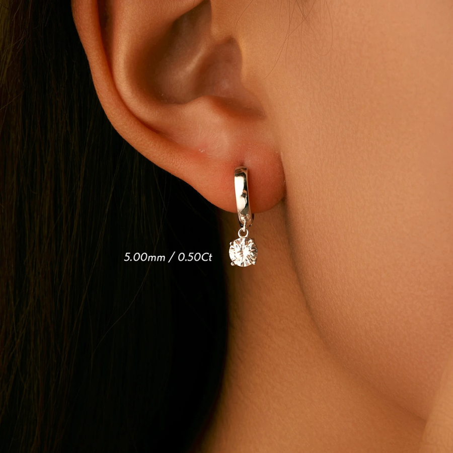 1.0CT D Color Moissanite Hoop Earrings – 925 Sterling Silver
