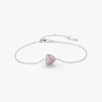 Romantic Pink Zircon Heart Bracelet – 925 Sterling Silver