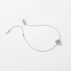 Romantic Pink Zircon Heart Bracelet – 925 Sterling Silver