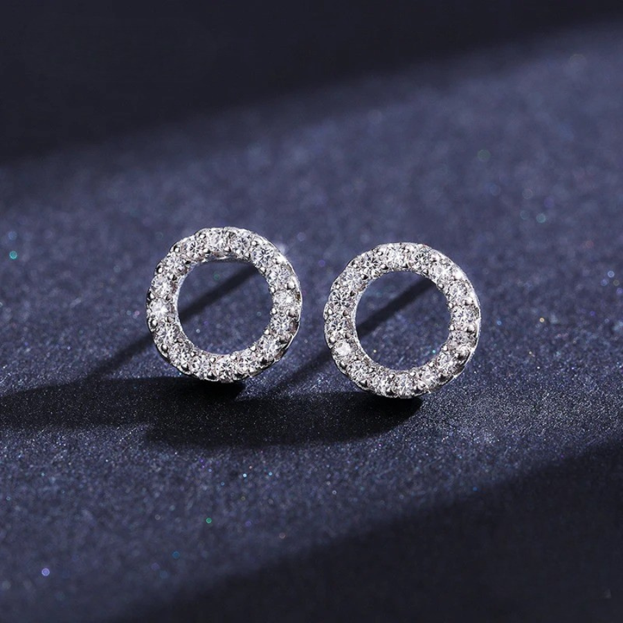 Classic Round CZ Stud Earrings – 925 Sterling Silver