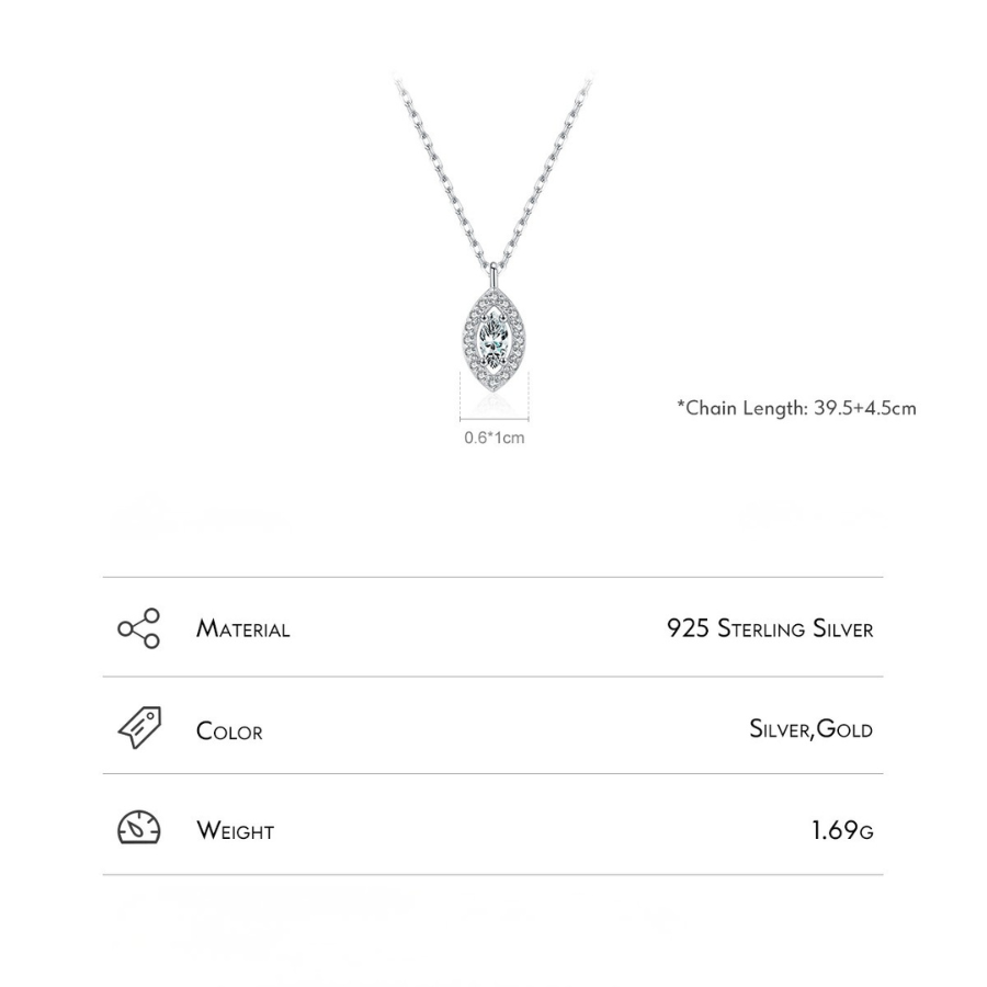 Trendy Rhombus CZ Necklace – Gold Tone 925 Sterling Silver Jewelry