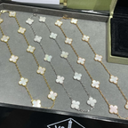 18K Celestial Vintage Alhambra Pearl 10 Motifs Necklace