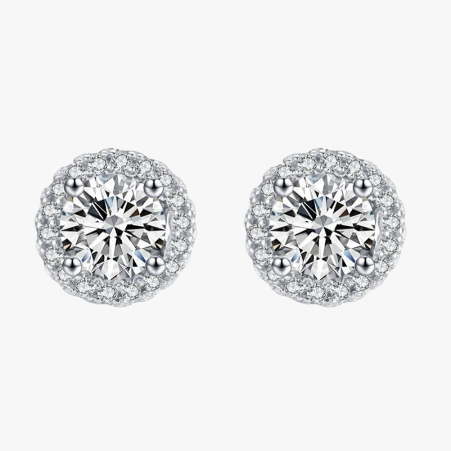 Luxury Round CZ Stud Earrings – 925 Sterling Silver