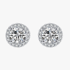 Luxury Round CZ Stud Earrings – 925 Sterling Silver