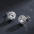Luxury Round CZ Stud Earrings – 925 Sterling Silver