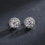 Luxury Round CZ Stud Earrings – 925 Sterling Silver