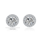 Luxury Round CZ Stud Earrings – 925 Sterling Silver