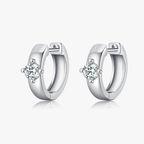 Elegant Round Moissanite Ear Buckle Earrings – 925 Sterling Silver