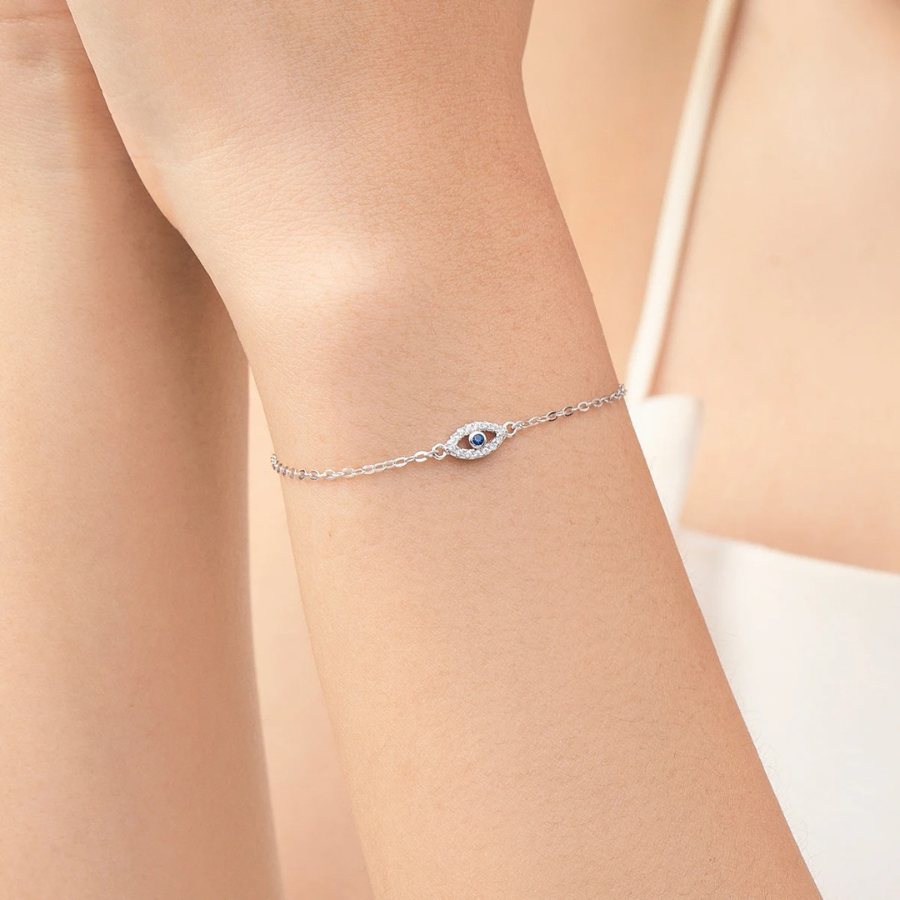 Lucky Blue Eye CZ Bracelet – 925 Sterling Silver