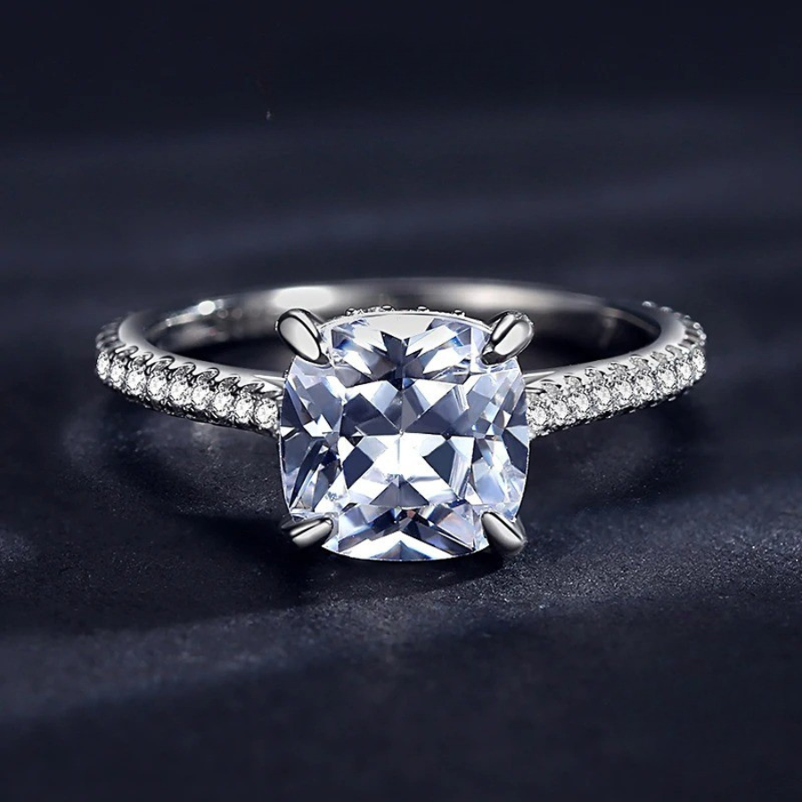 Elegant Princess Square CZ Ring – 925 Sterling Silver