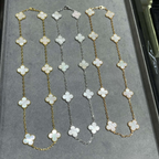 18K Celestial Vintage Alhambra Pearl 10 Motifs Necklace