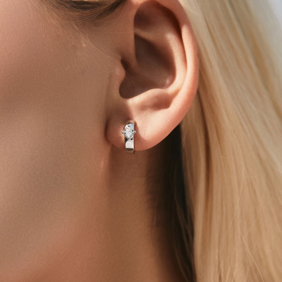 Elegant Round Moissanite Ear Buckle Earrings – 925 Sterling Silver