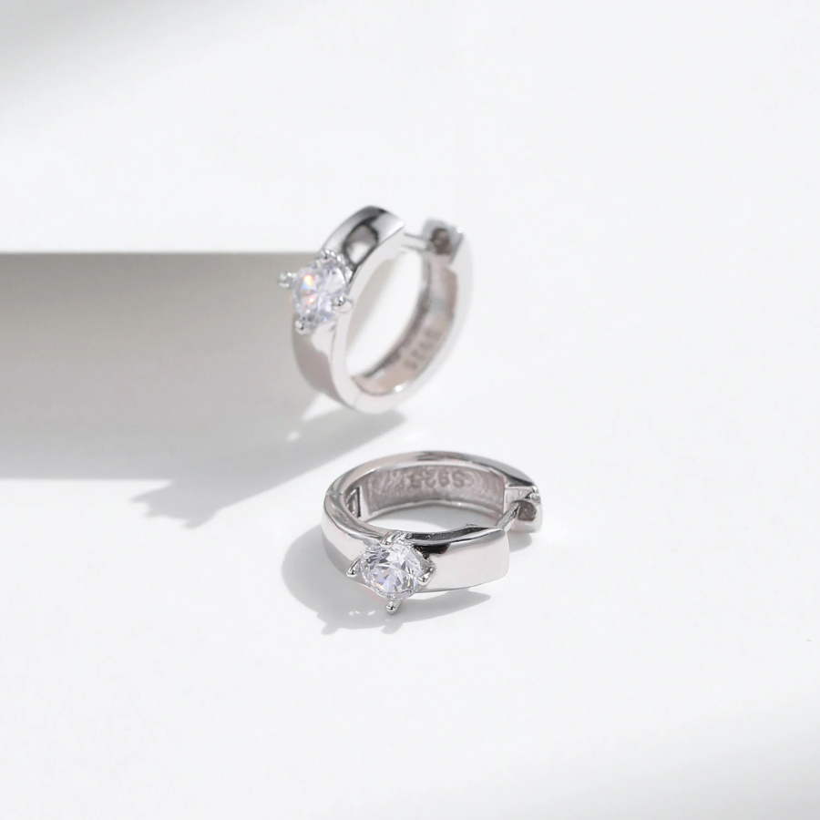 Elegant Round Moissanite Ear Buckle Earrings – 925 Sterling Silver