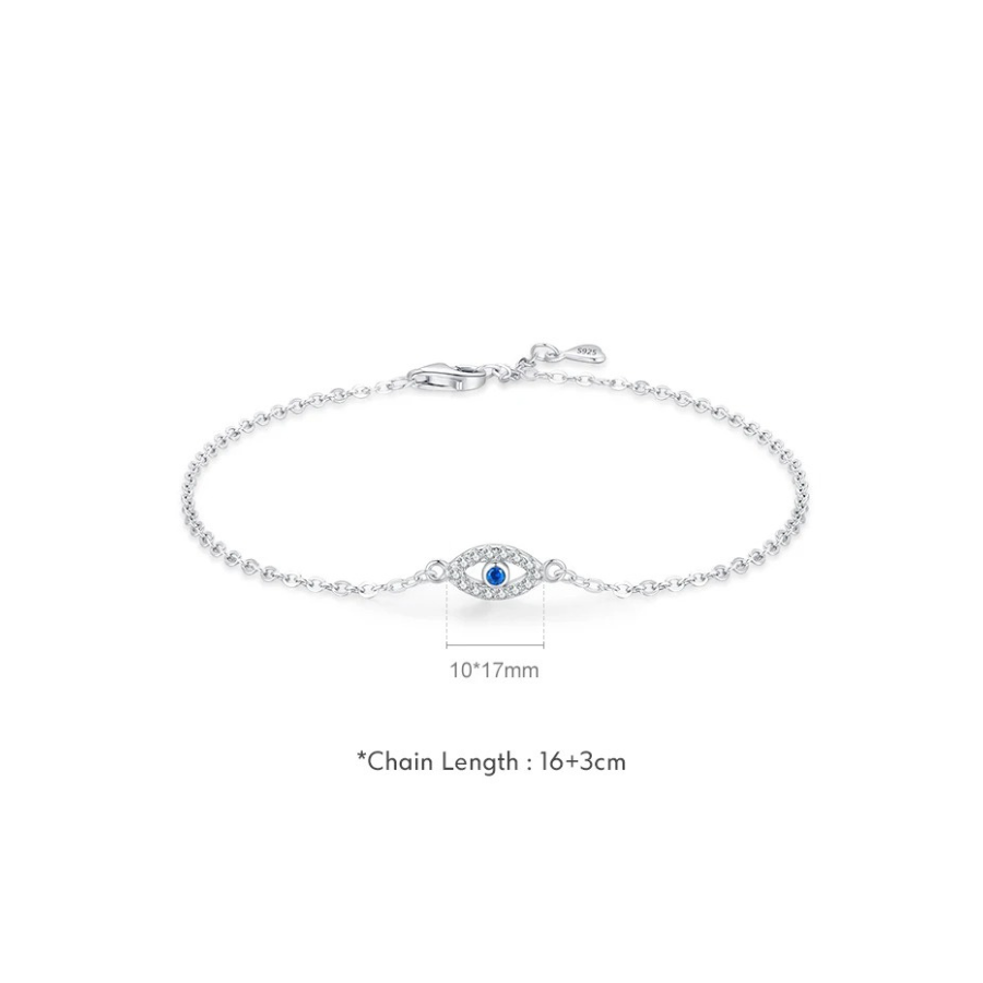 Lucky Blue Eye CZ Bracelet – 925 Sterling Silver