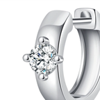 Elegant Round Moissanite Ear Buckle Earrings – 925 Sterling Silver