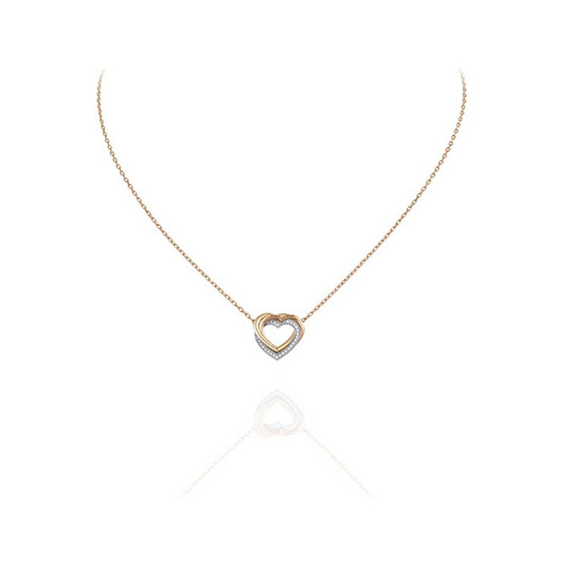 18K Celestial Trinity Heart Diamond Necklace