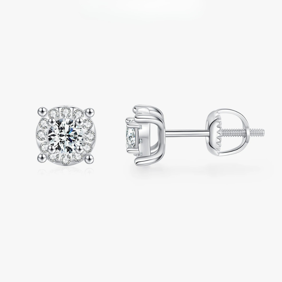 Elegant D Color Moissanite Stud Earrings – 925 Sterling Silver