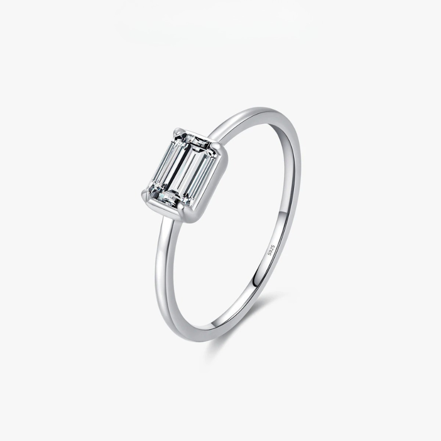 Elegant Rectangle CZ Ring – 925 Sterling Silver