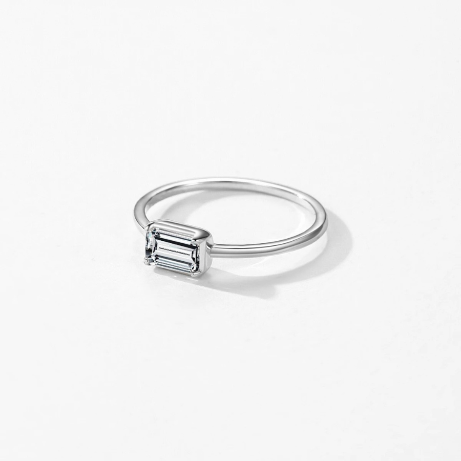 Elegant Rectangle CZ Ring – 925 Sterling Silver