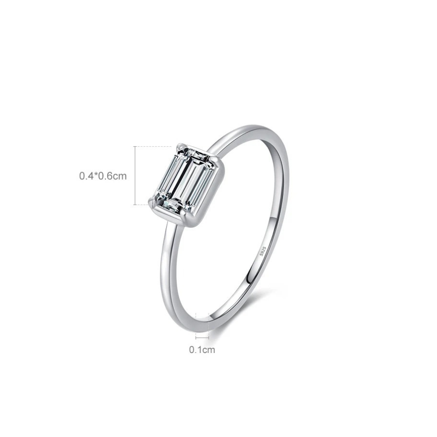 Elegant Rectangle CZ Ring – 925 Sterling Silver
