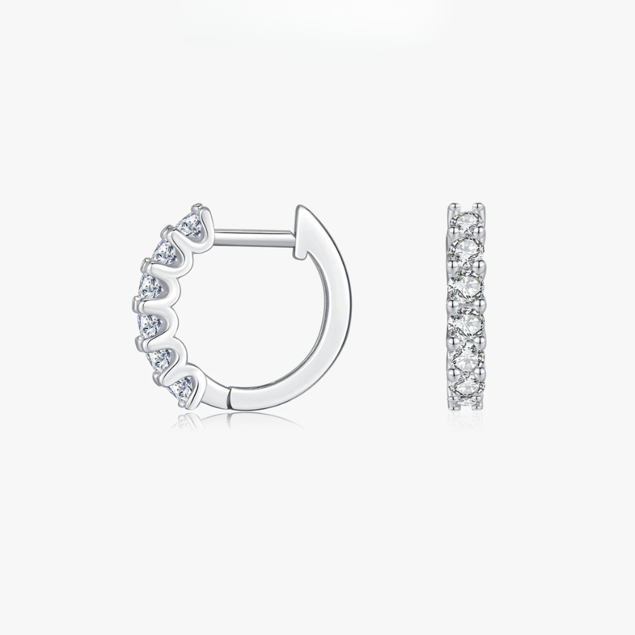 D Color Moissanite Small Hoop Earrings – 925 Sterling Silver