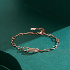 Elegant Geometric Lock Bracelet – 925 Sterling Silver