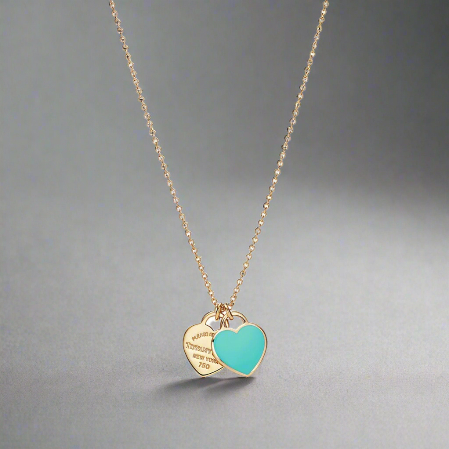 18K Celestial Return to T Mini Double Heart Necklace