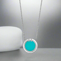 18K Celestial T Diamond & Turquoise Circle Pendant Necklace