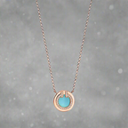 18K Celestial T Diamond & Turquoise Circle Pendant Necklace