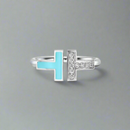 18K Celestial T Diamond & Turquoise Wire Ring