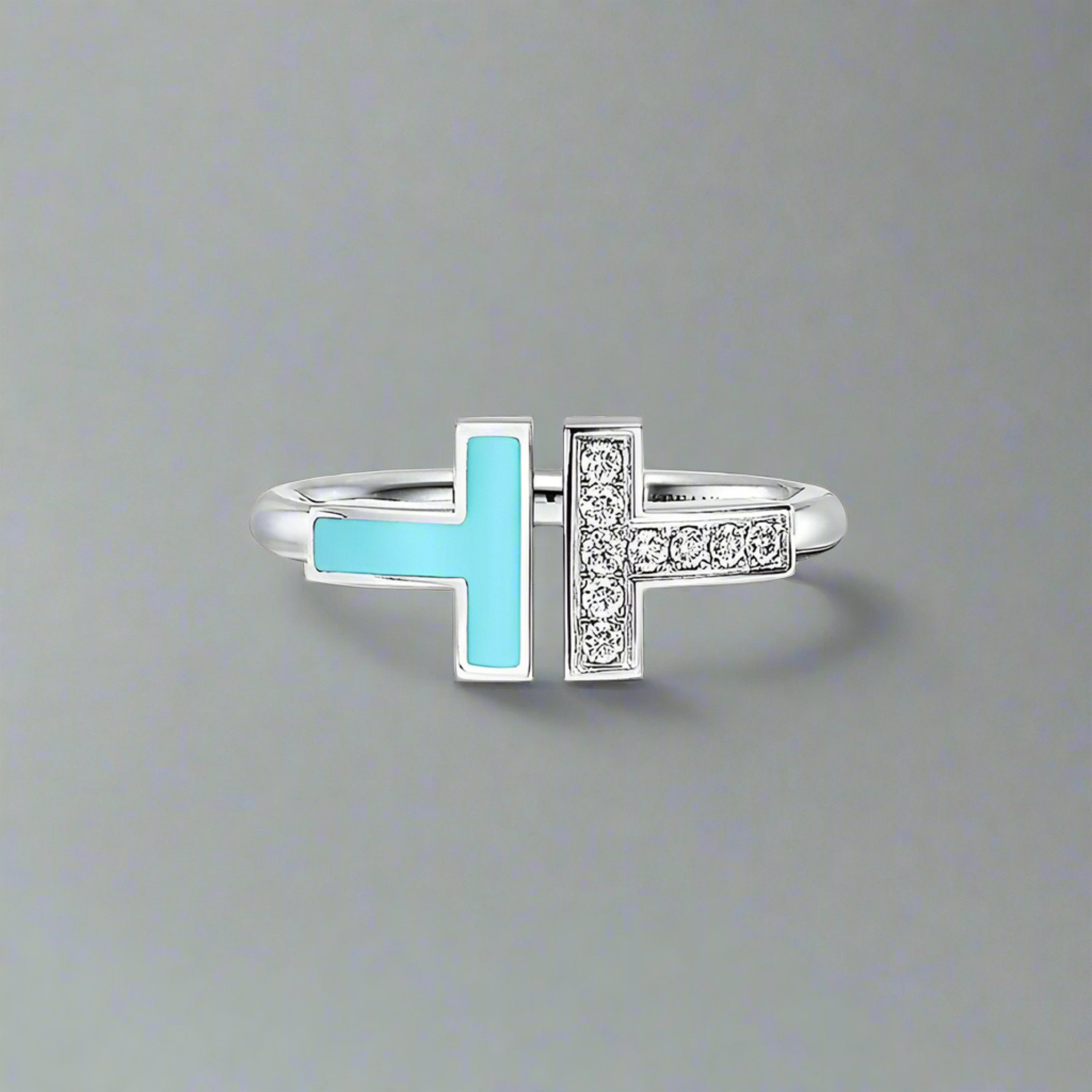18K Celestial T Diamond & Turquoise Wire Ring