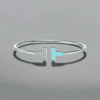18K Celestial T Diamond and Turquoise Wire Bracelet