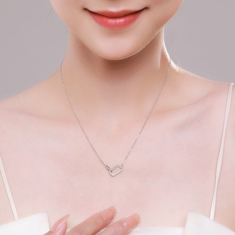 Sparkling CZ Lock Necklace – Romantic 925 Sterling Silver Jewelry