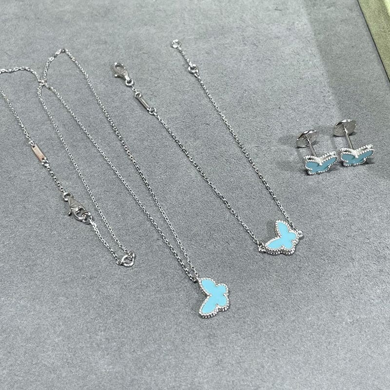 18K Celestial Sweet Alhambra Blue Butterfly Necklace