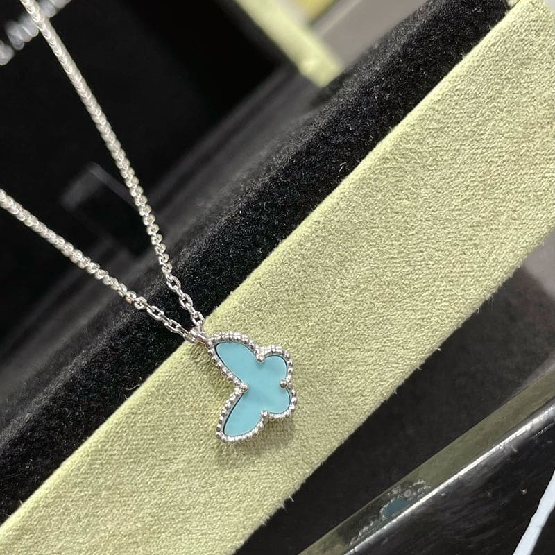 18K Celestial Sweet Alhambra Blue Butterfly Necklace
