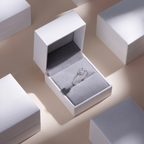 ELVORIA 6.5mm Moissanite Ring GRA ELVDA93 – Platinum Plated 925 Sterling Silver (Adjustable)