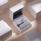 ELVORIA 7mm Moissanite Floral Setting Ring GRA ELVDA04 – Platinum Plated 925 Sterling Silver