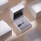 ELVORIA 6mm Moissanite Flower Ring GRA ELVDA07– Platinum Plated 925 Sterling Silver