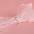 ELVORIA 6.5mm Moissanite Ring GRA ELVDA144 – Platinum Plated 925 Sterling Silver