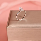 ELVORIA 6.5mm Moissanite Ring GRA ELVDA144 – Platinum Plated 925 Sterling Silver