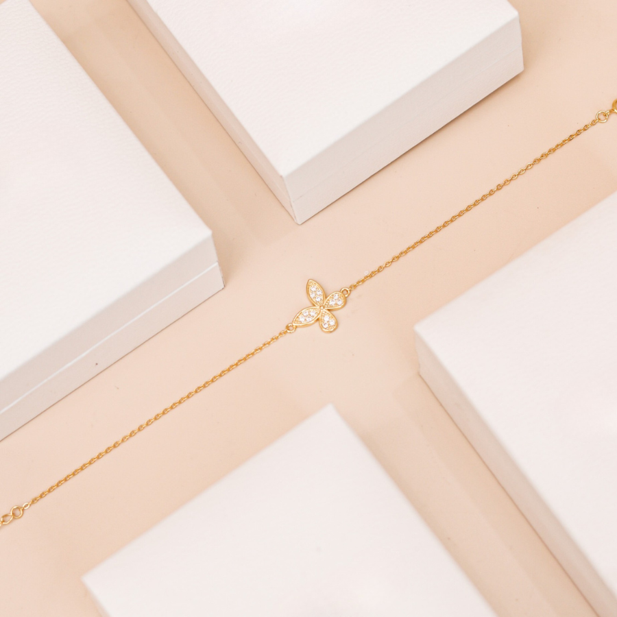 ELVORIA Eri Butterfly Bracelet – 18K Gold Plated 925 Sterling Silver