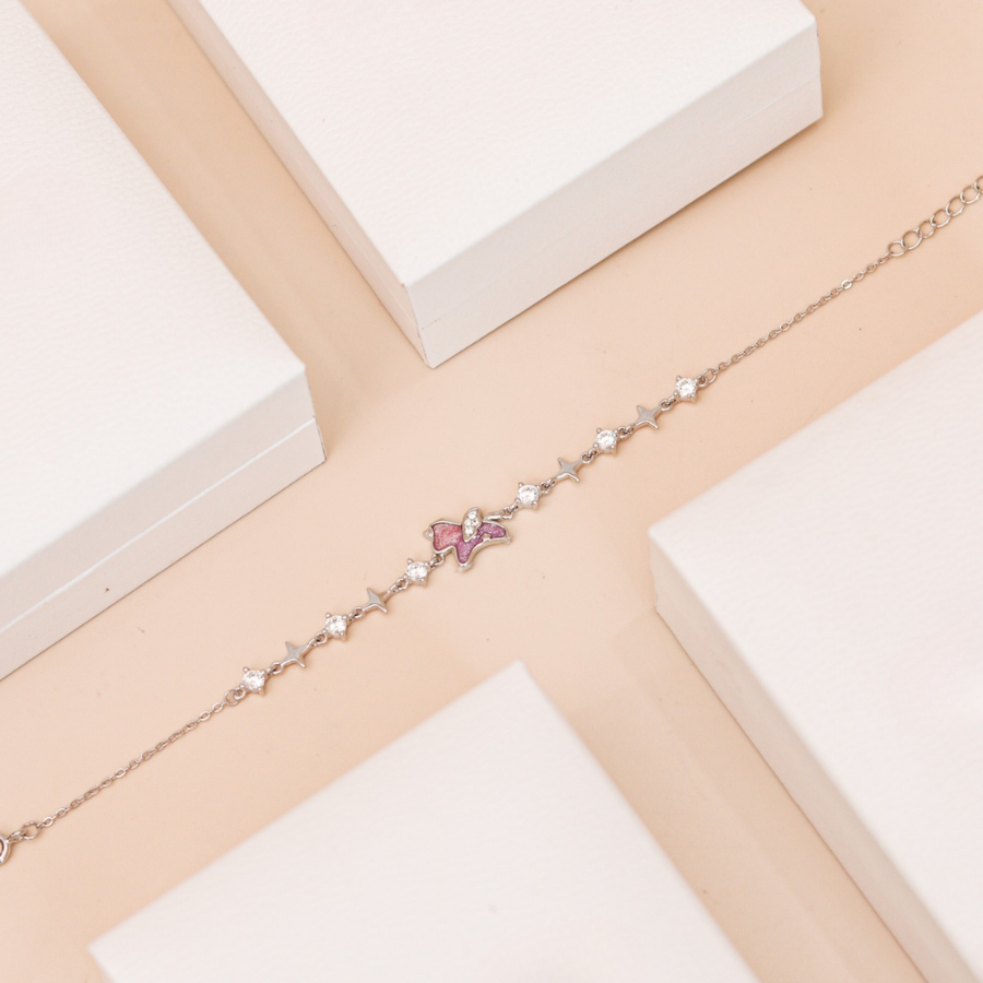 ELVORIA Pony Horse Charm Bracelet – Platinum Plated 925 Sterling Silver