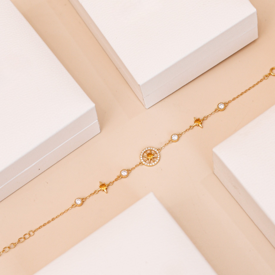 ELVORIA Sunny Bracelet – 18K Gold Plated 925 Sterling Silver