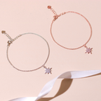 ELVORIA Eira Snowflake Bracelet – Rose Gold & Platinum Plated 925 Sterling Silver